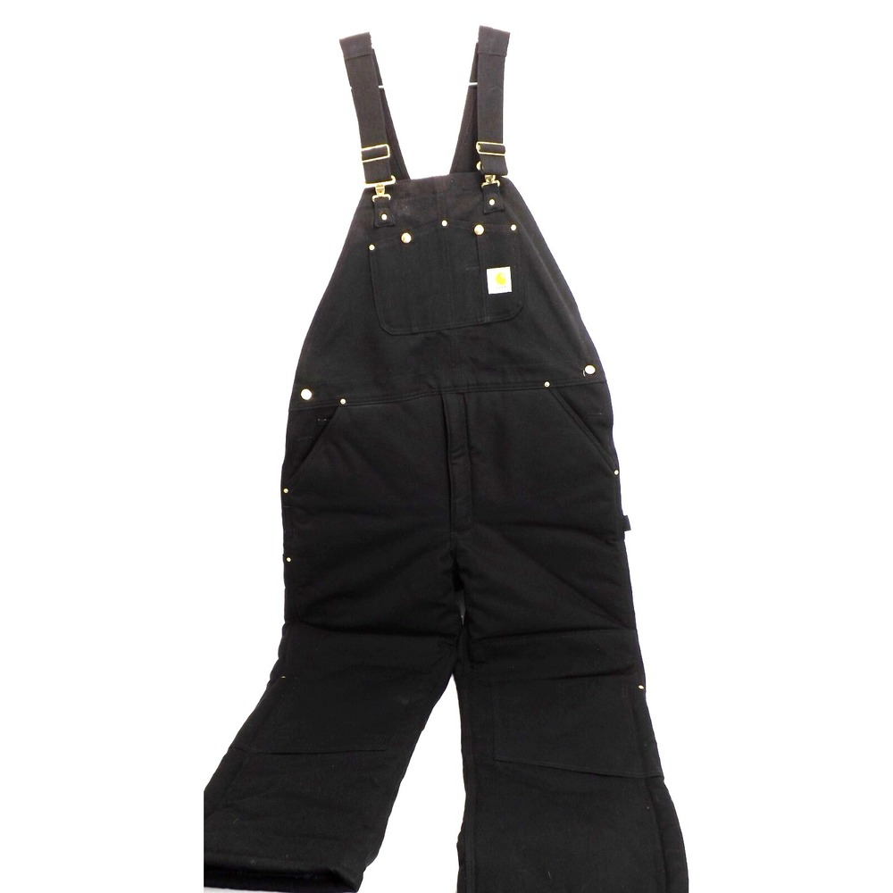 Carhartt Quilted Insulated double knee Carpenter Bib Overall R03 Black:  42 x 32